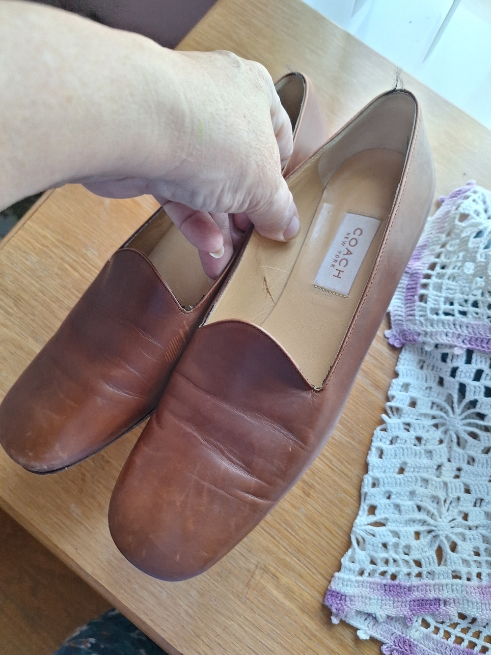 COACH Brown Leather Slip-On Loafers